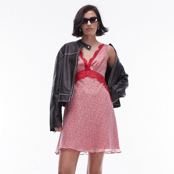Topshop Red Floral Minidress - Picture 1 of 5